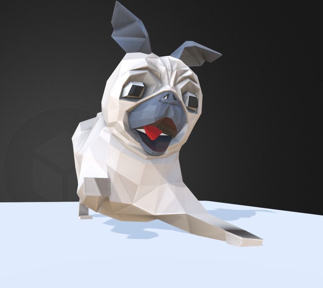 Dog Pug Low-poly 3D model_12