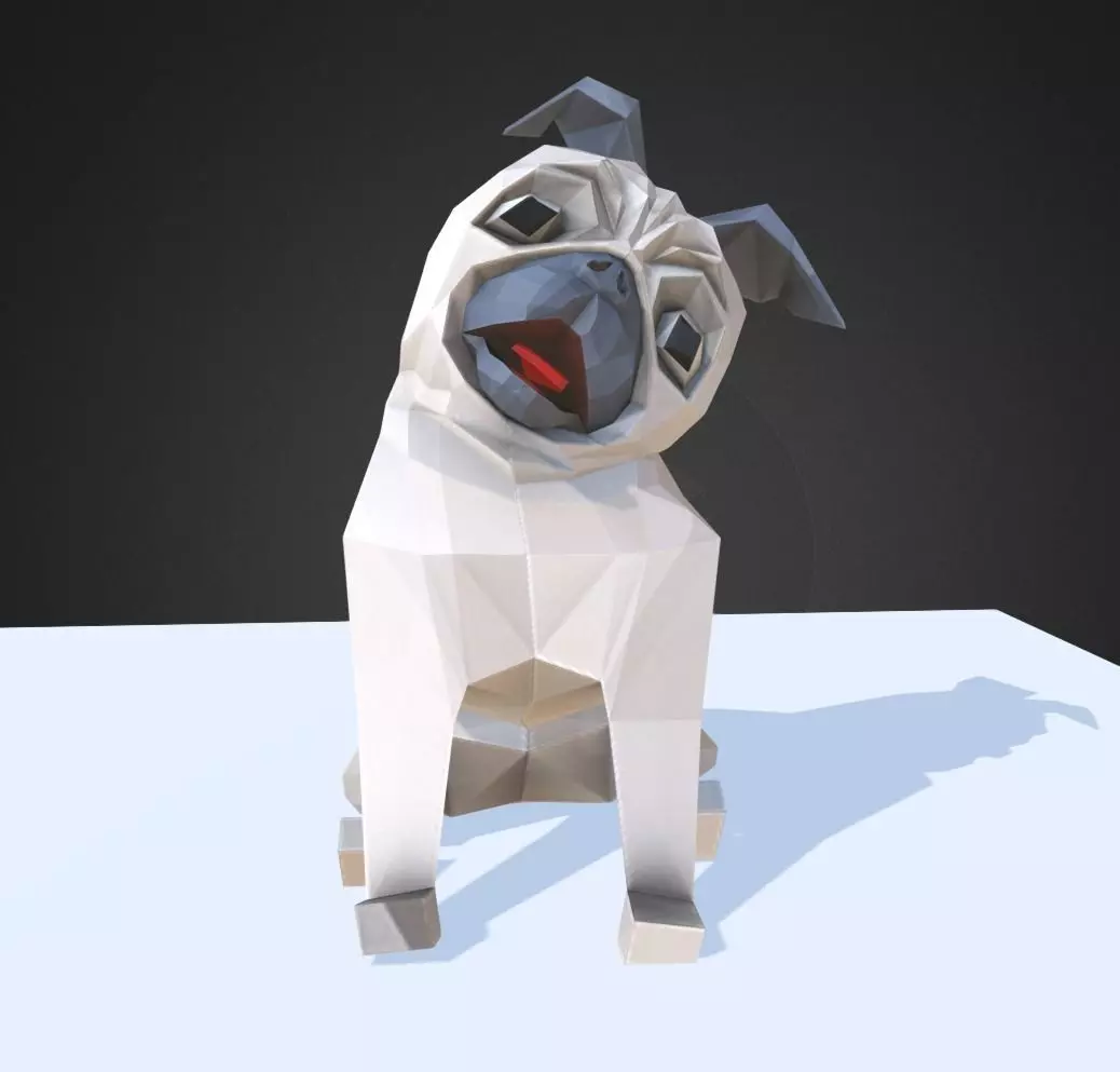 Dog Pug Low-poly 3D model