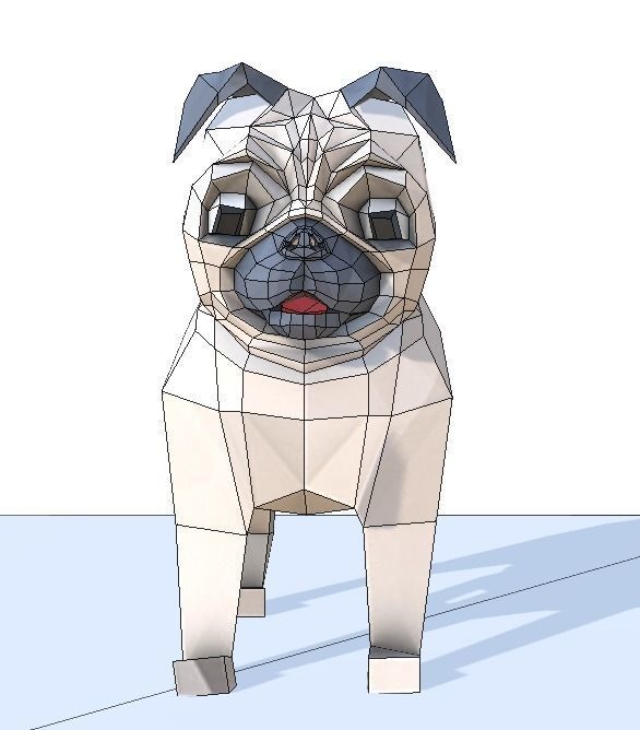 Dog Pug Low-poly 3D model_18
