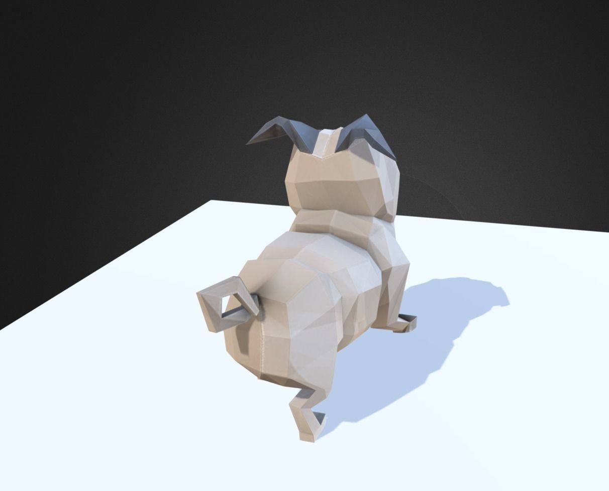 Dog Pug Low-poly 3D model_10