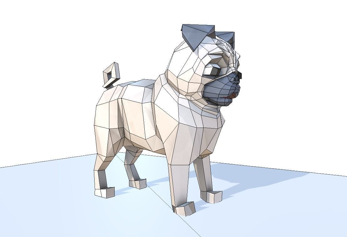 Dog Pug Low-poly 3D model_17