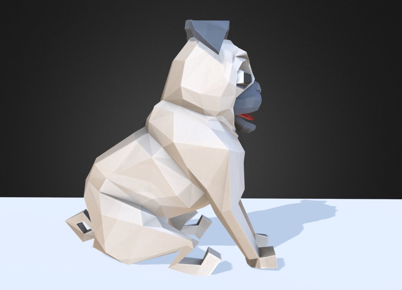 Dog Pug Low-poly 3D model_3