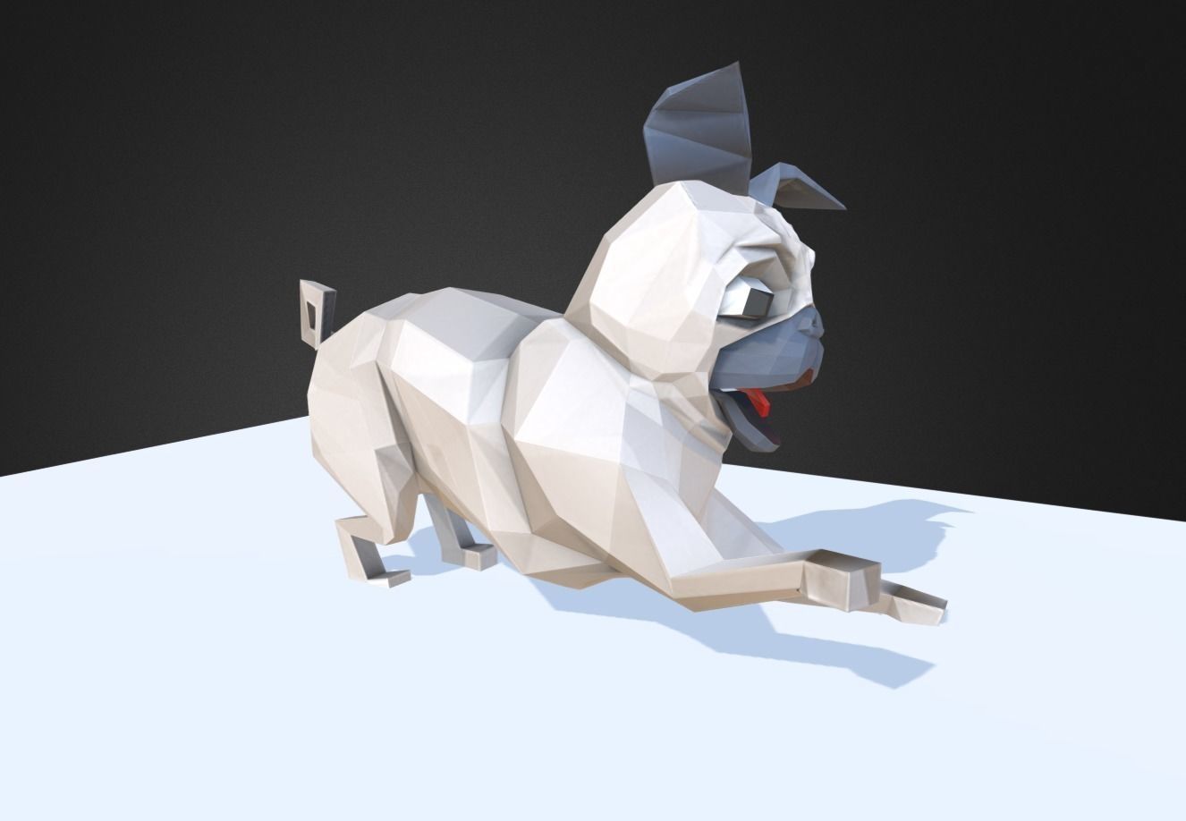 Dog Pug Low-poly 3D model_11
