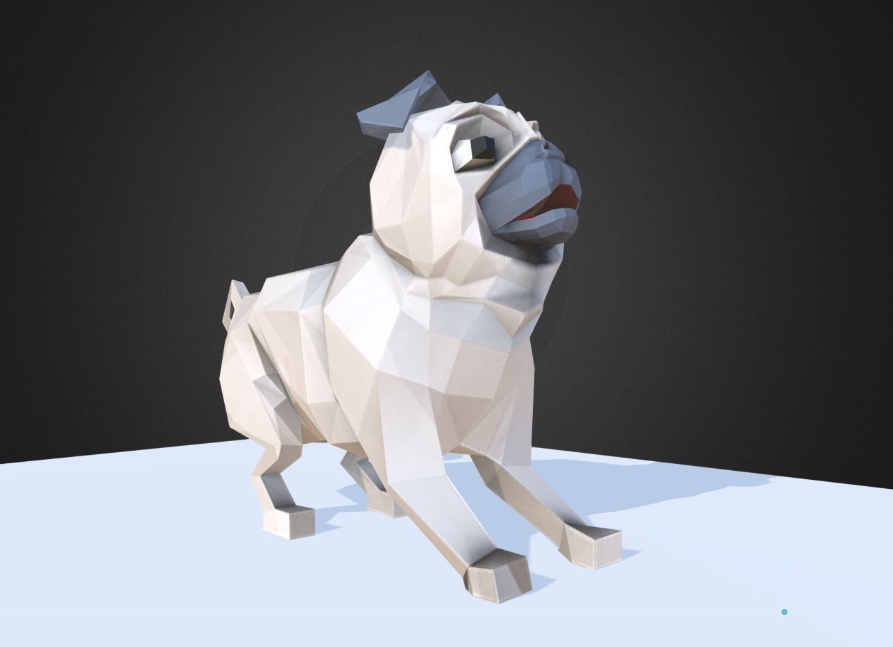 Dog Pug Low-poly 3D model_7