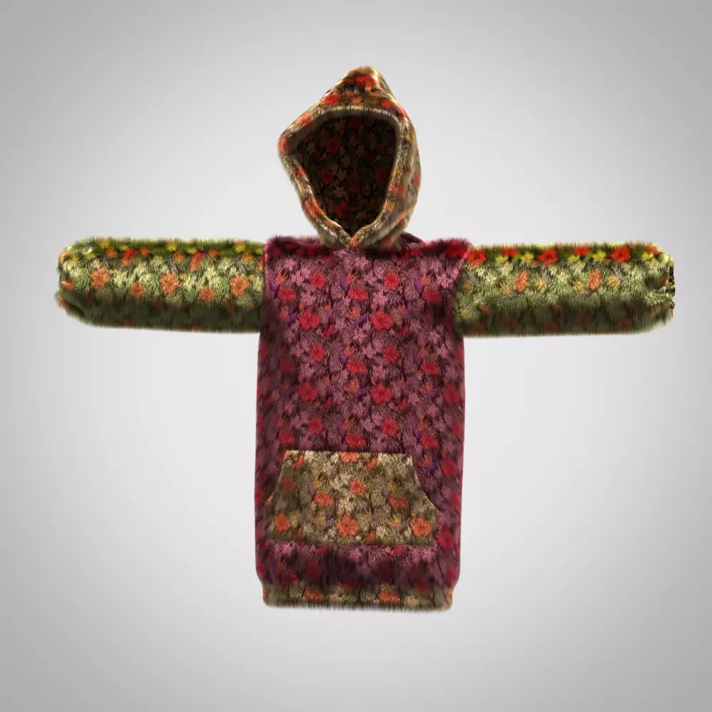girls hoodie dress 3d clothing Low-poly 3D model_1