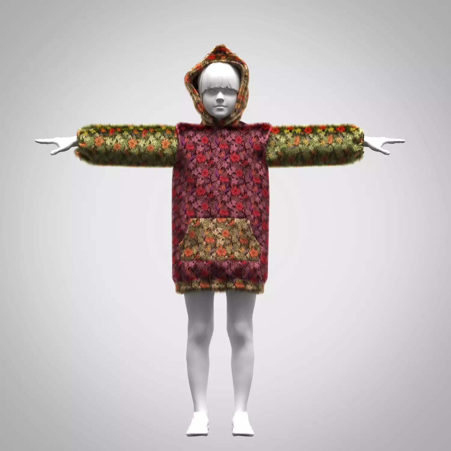 girls hoodie dress 3d clothing Low-poly 3D model_0