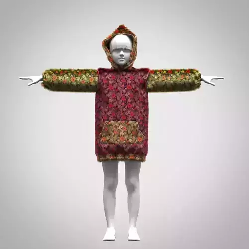 girls hoodie dress 3d clothing Low-poly 3D model girls hoodie dress 3d clothing Low-poly 3D model
