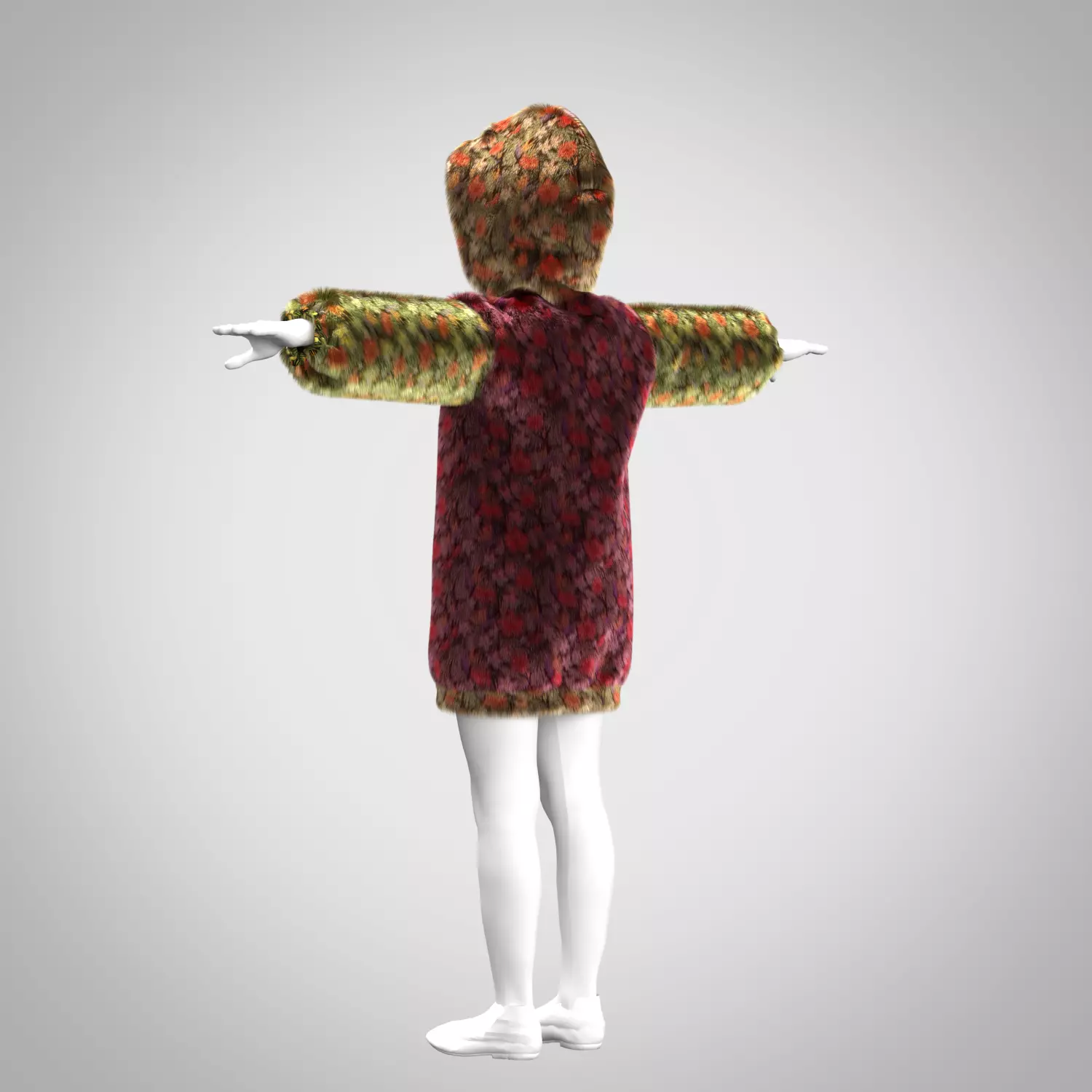 girls hoodie dress 3d clothing Low-poly 3D model_2