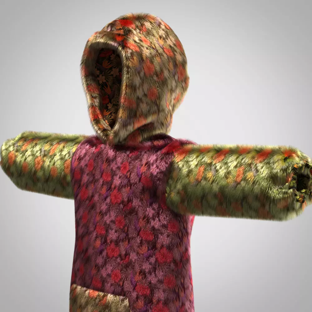 girls hoodie dress 3d clothing Low-poly 3D model_5