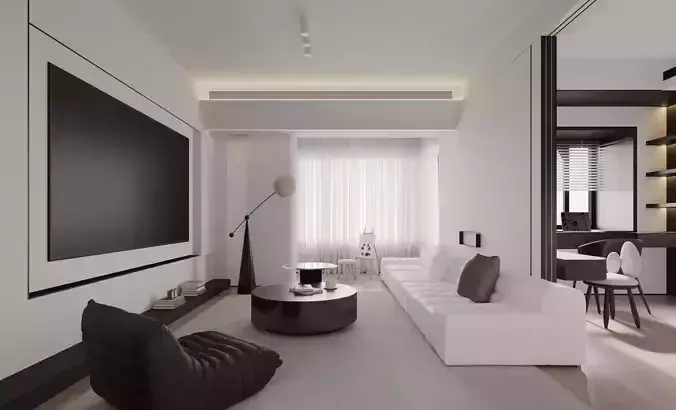 Modern living room dining room interior scenes 257