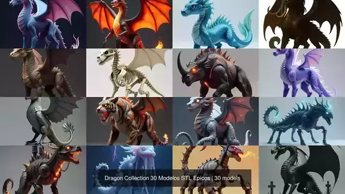 Dragon Collection 30 Modelos STL Epicos