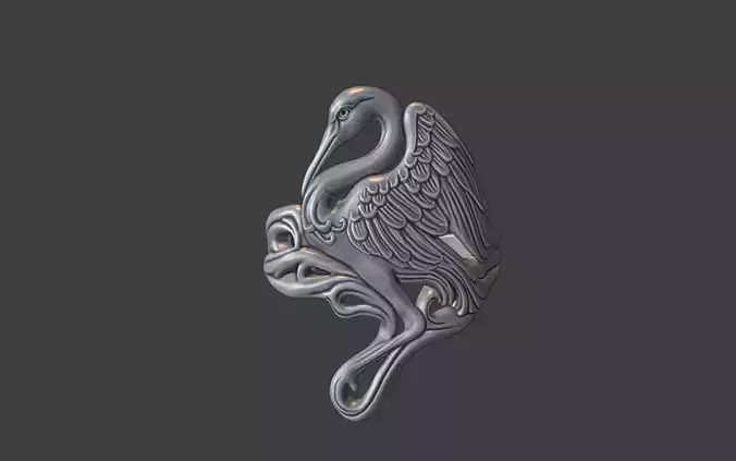 art nouveau floral crane ring nature inspired