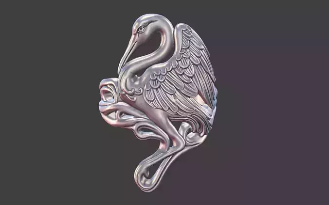 art nouveau floral crane ring nature inspired
