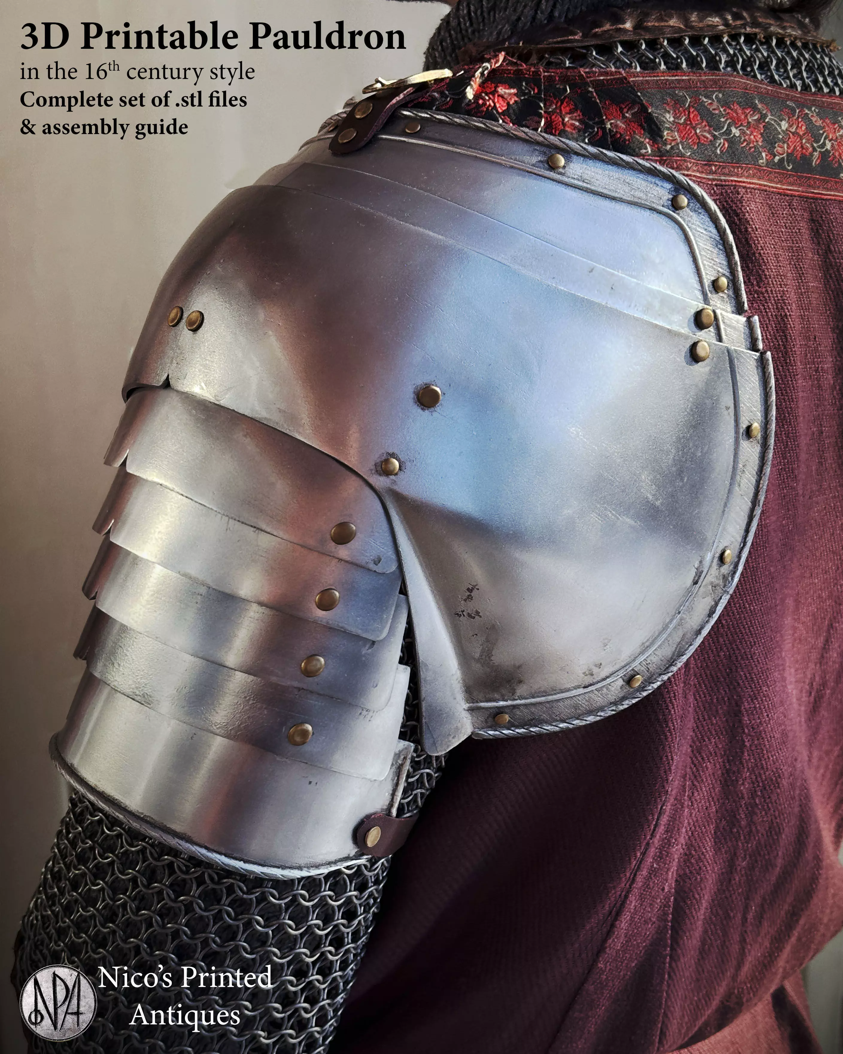 16th Century Plate Pauldron Shoulder Armor 3D print model_4