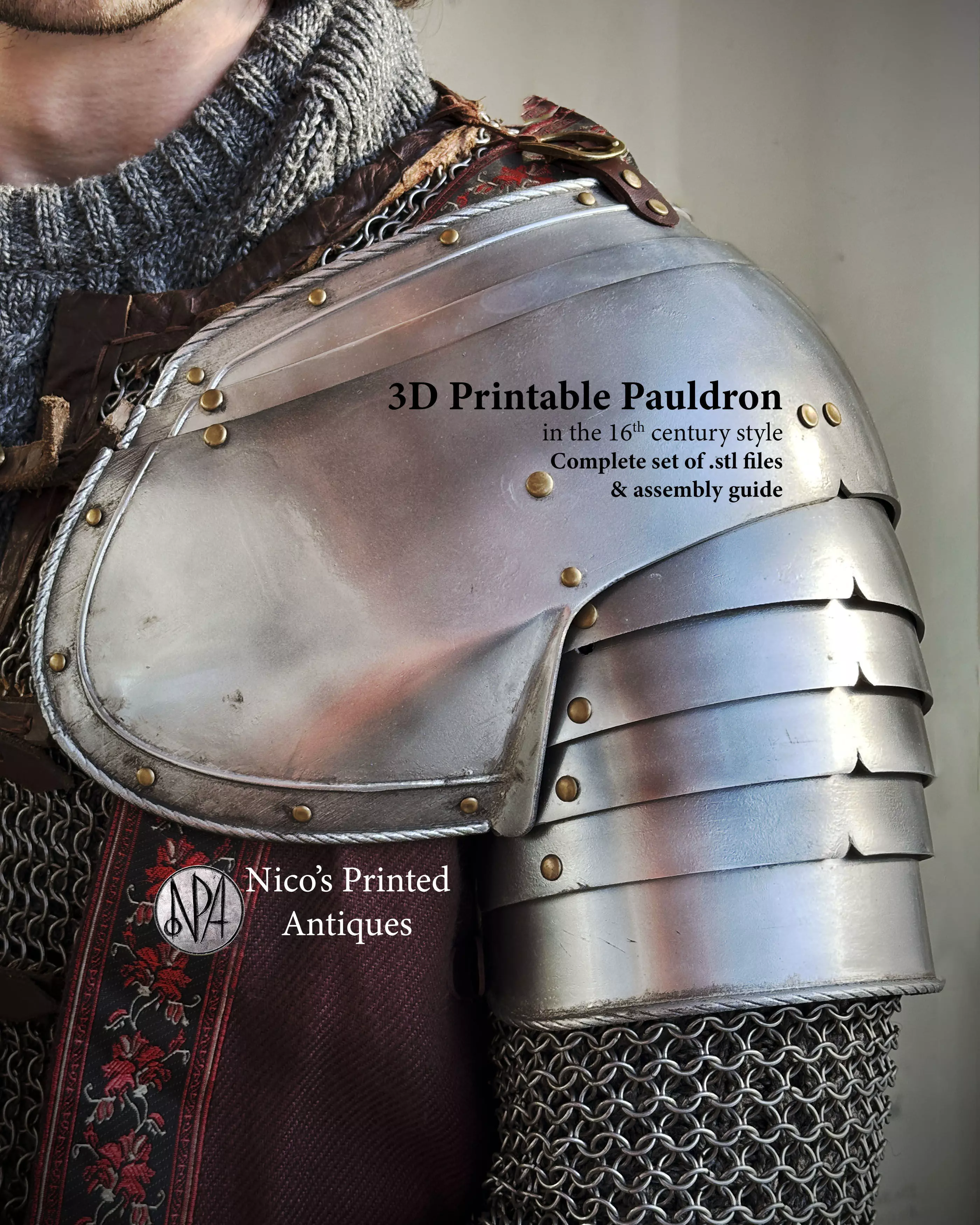 16th Century Plate Pauldron Shoulder Armor 3D print model_0