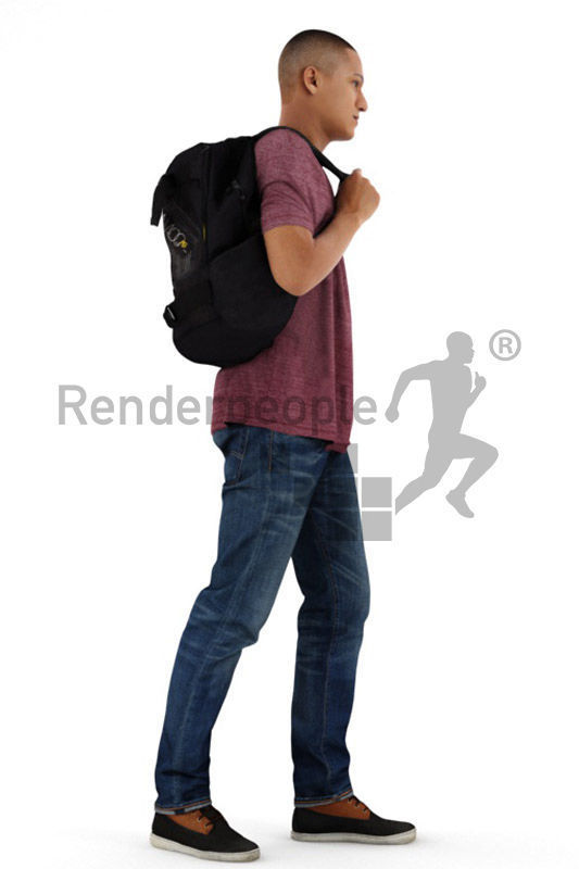 Ramon 0386 Casual Teenager Man With A Backpack 3D model_3
