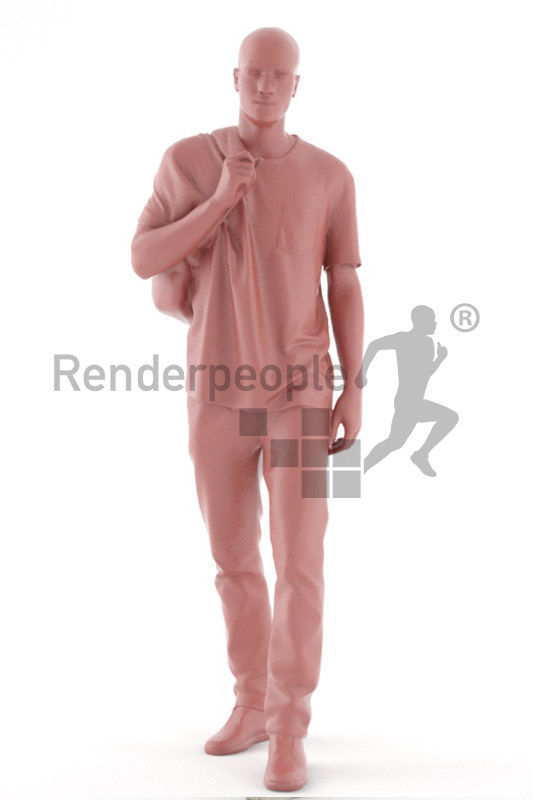Ramon 0386 Casual Teenager Man With A Backpack 3D model_2