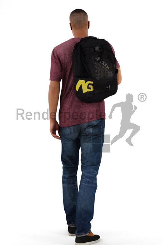 Ramon 0386 Casual Teenager Man With A Backpack 3D model_4