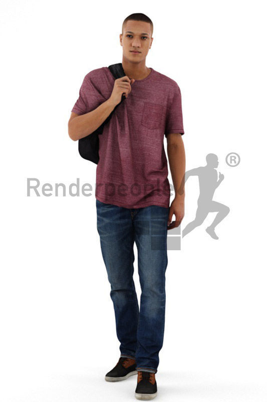 Ramon 0386 Casual Teenager Man With A Backpack 3D model_1