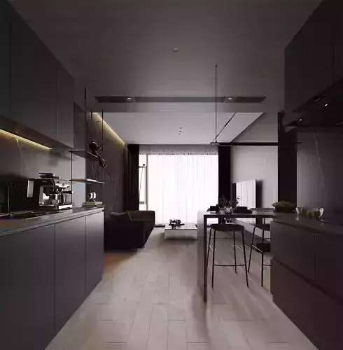 Modern living room dining room interior scenes 263