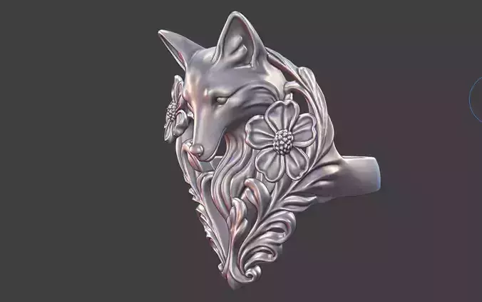 art nouveau floral fox ring nature inspired