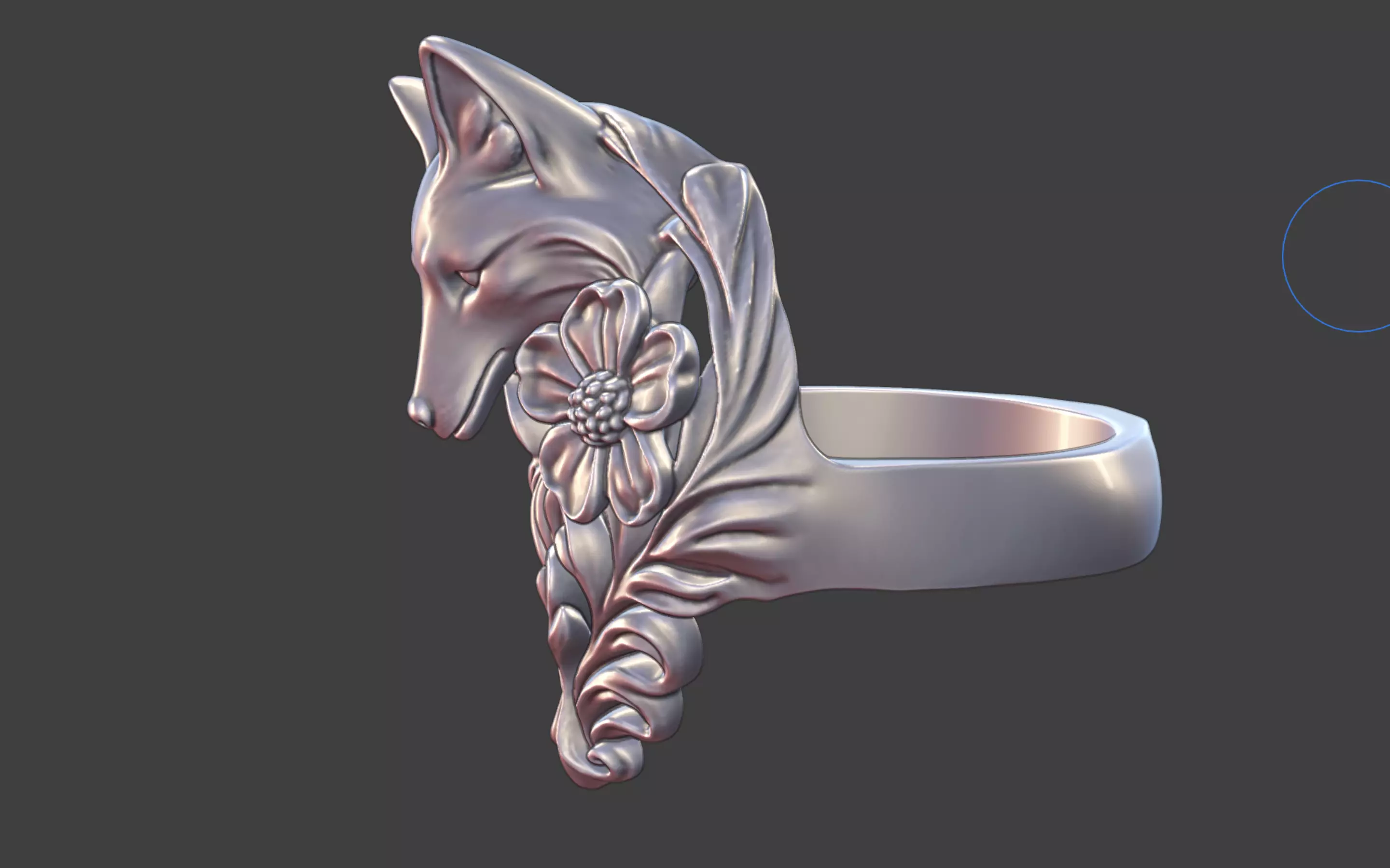art nouveau floral fox ring nature inspired 3D print model