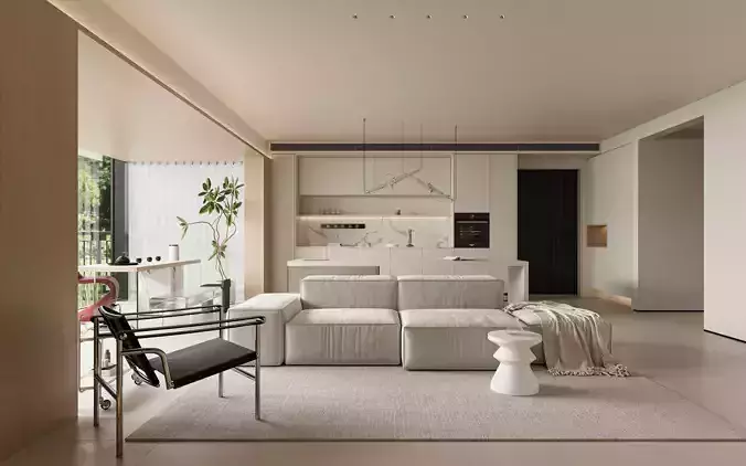 Modern living room dining room interior scenes 264