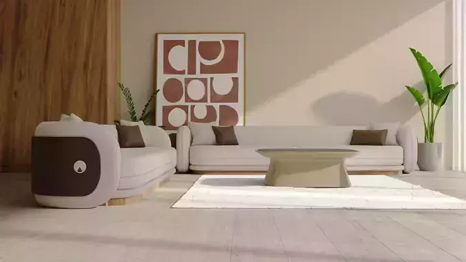 Modern Minimalist Sofa Set in Warm Neutrals