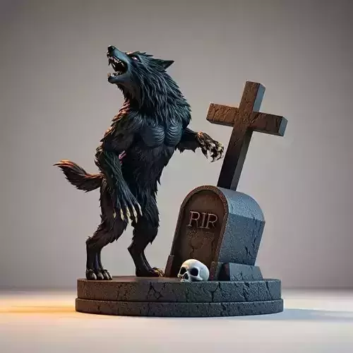 2320  COLORFUL Werewolf Howling  3D Model  magic