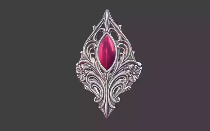 floral goth gemstone ring v2