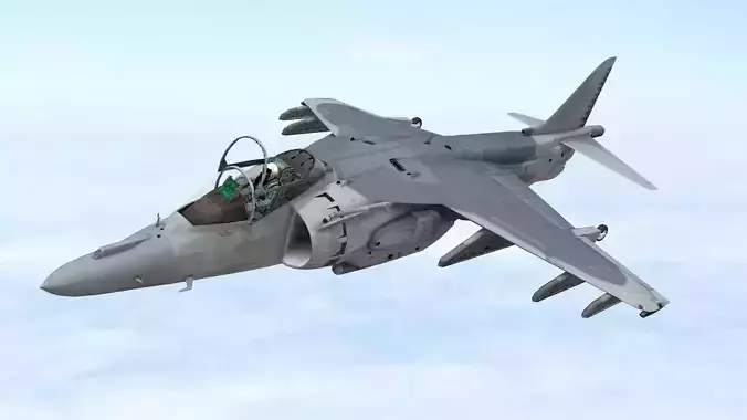 Fighter Jet Flying In Sky Plane V04 Low Poly 3D Model