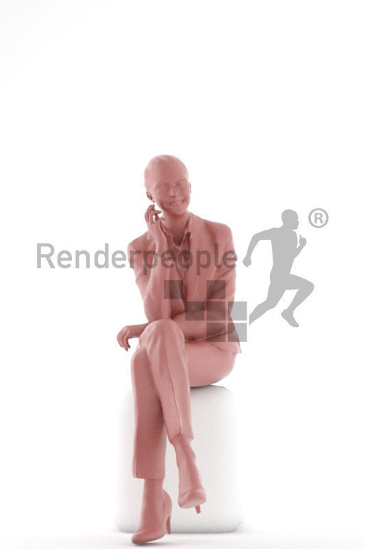 Julia 0373 Smiling Sitting Business Woman With A Phone 3D model_2