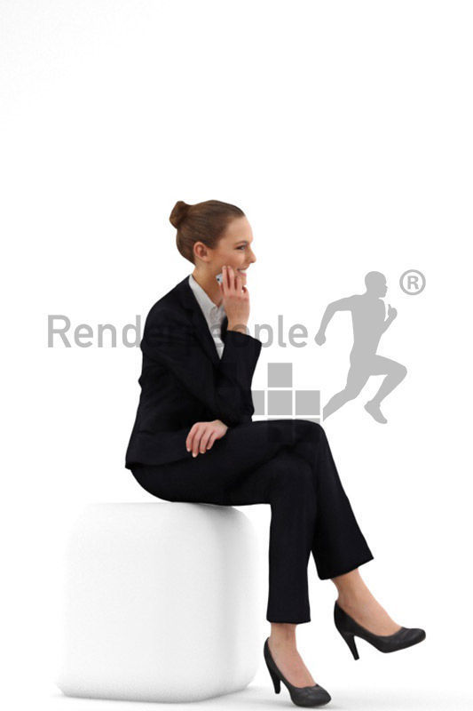 Julia 0373 Smiling Sitting Business Woman With A Phone 3D model_1