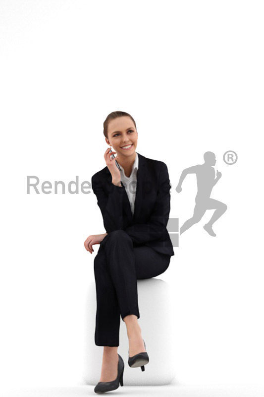Julia 0373 Smiling Sitting Business Woman With A Phone 3D model_3