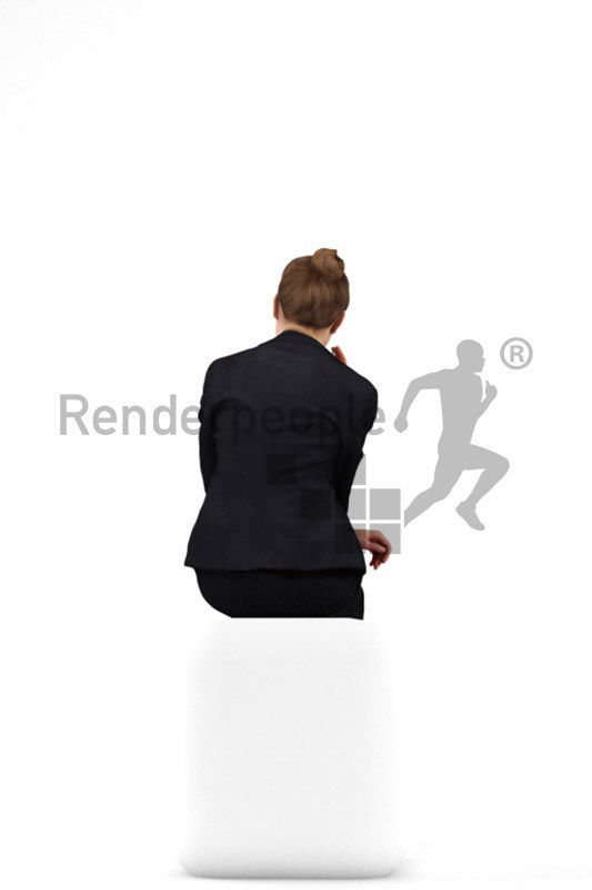 Julia 0373 Smiling Sitting Business Woman With A Phone 3D model_4