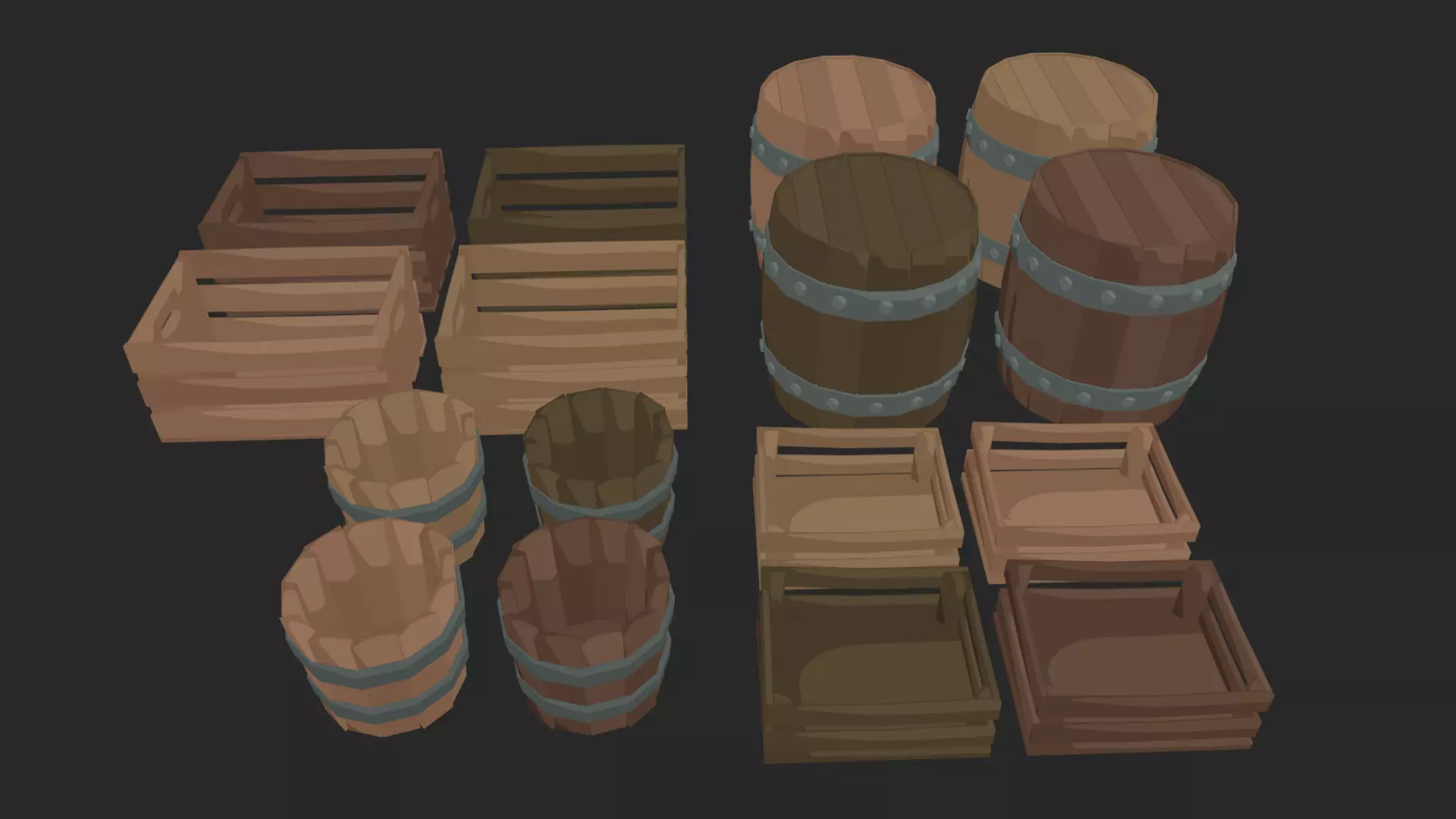Crates Asset Pack Free low-poly 3D model_0