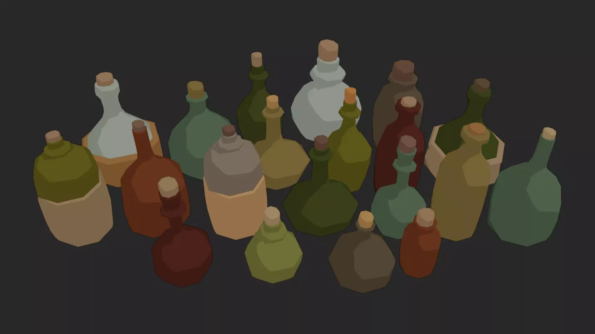 Bottles Asset Pack Free low-poly 3D model_0