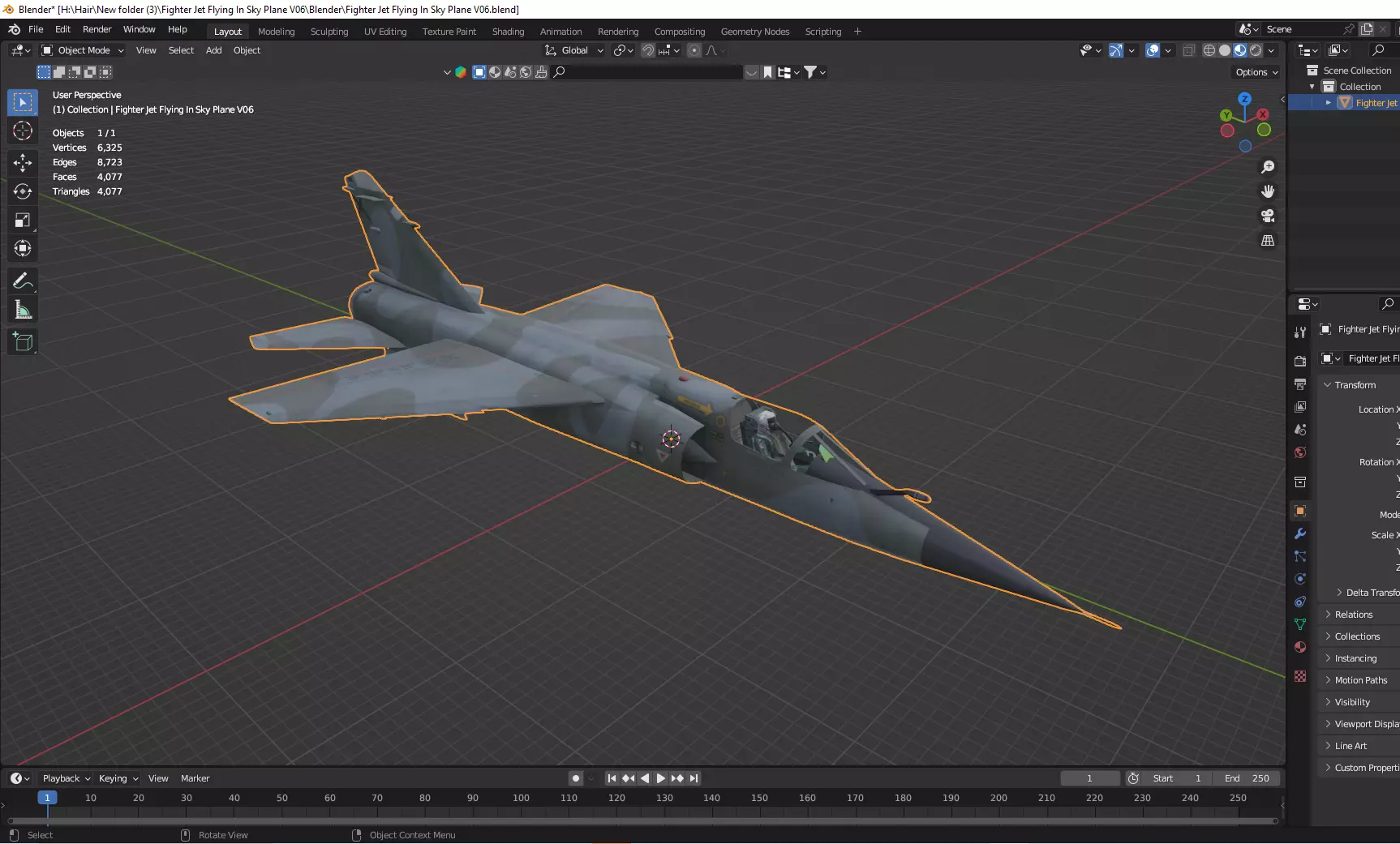 Fighter Jet Flying In Sky Plane V06 Low Poly 3D Model Low-poly 3D model_11