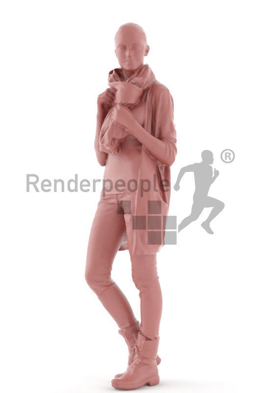 Julia 0287 Standing Woman With A Scarf  3D model_2