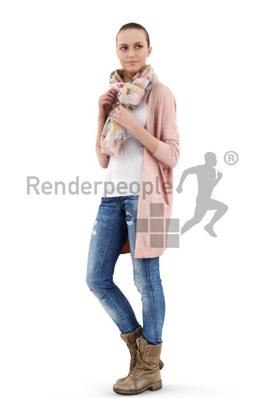 Julia 0287 Standing Woman With A Scarf  3D model_1