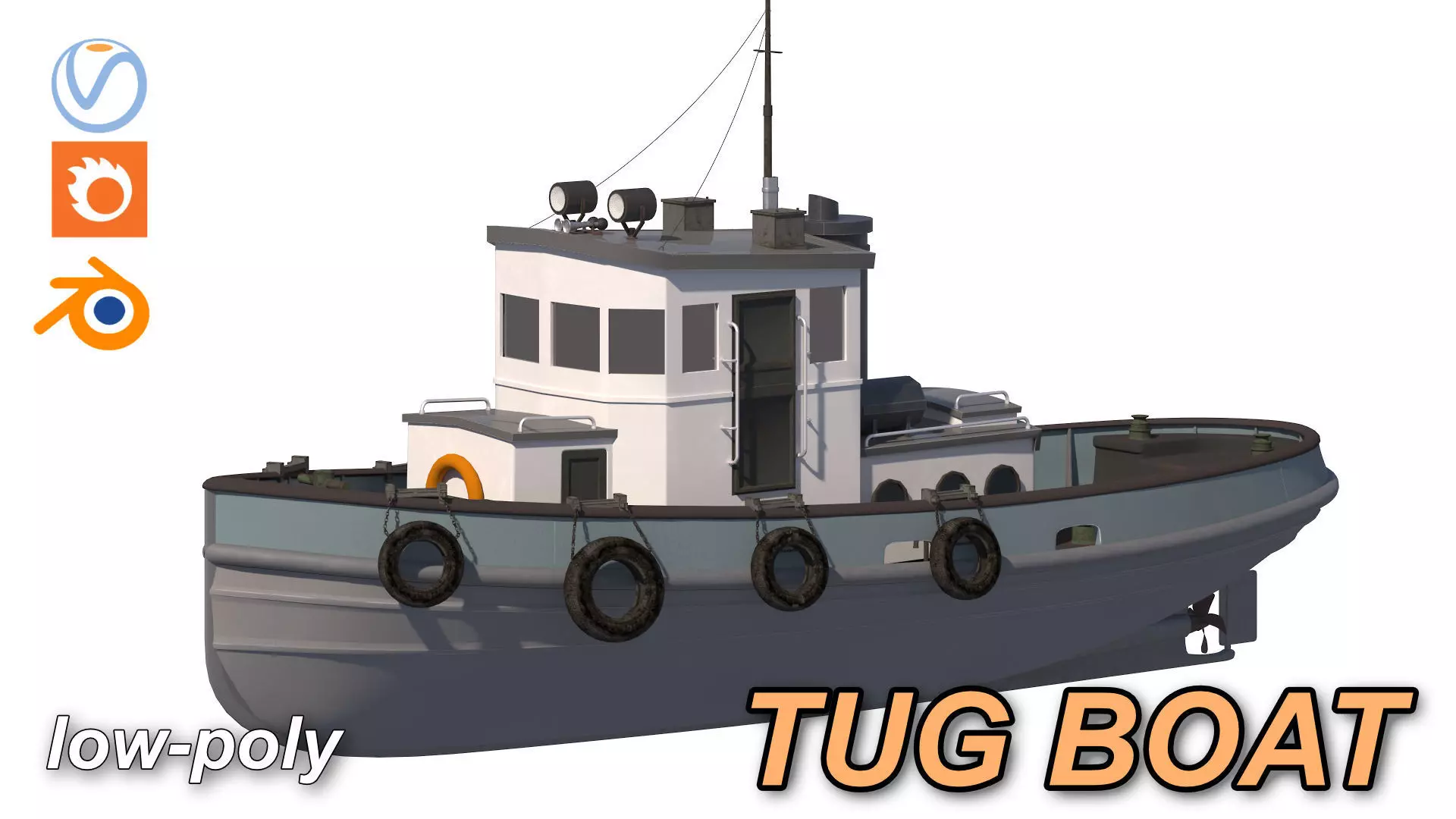 Tug boat harbour edition 3D model_1