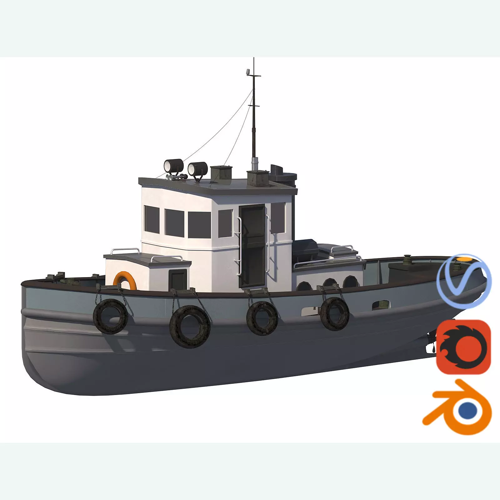 Tug boat harbour edition 3D model_0
