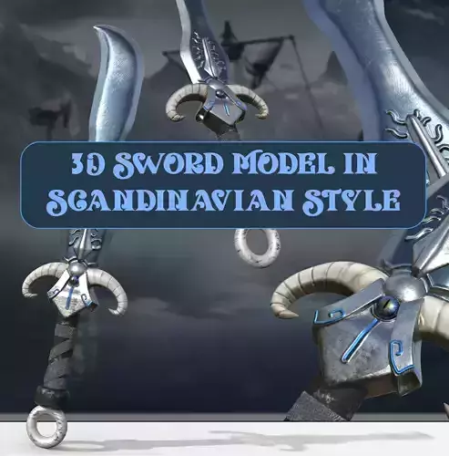 Scandinavian Style Sword Low-poly 3D model