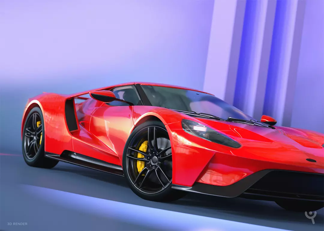 Racing Car Low-poly 3D model_0