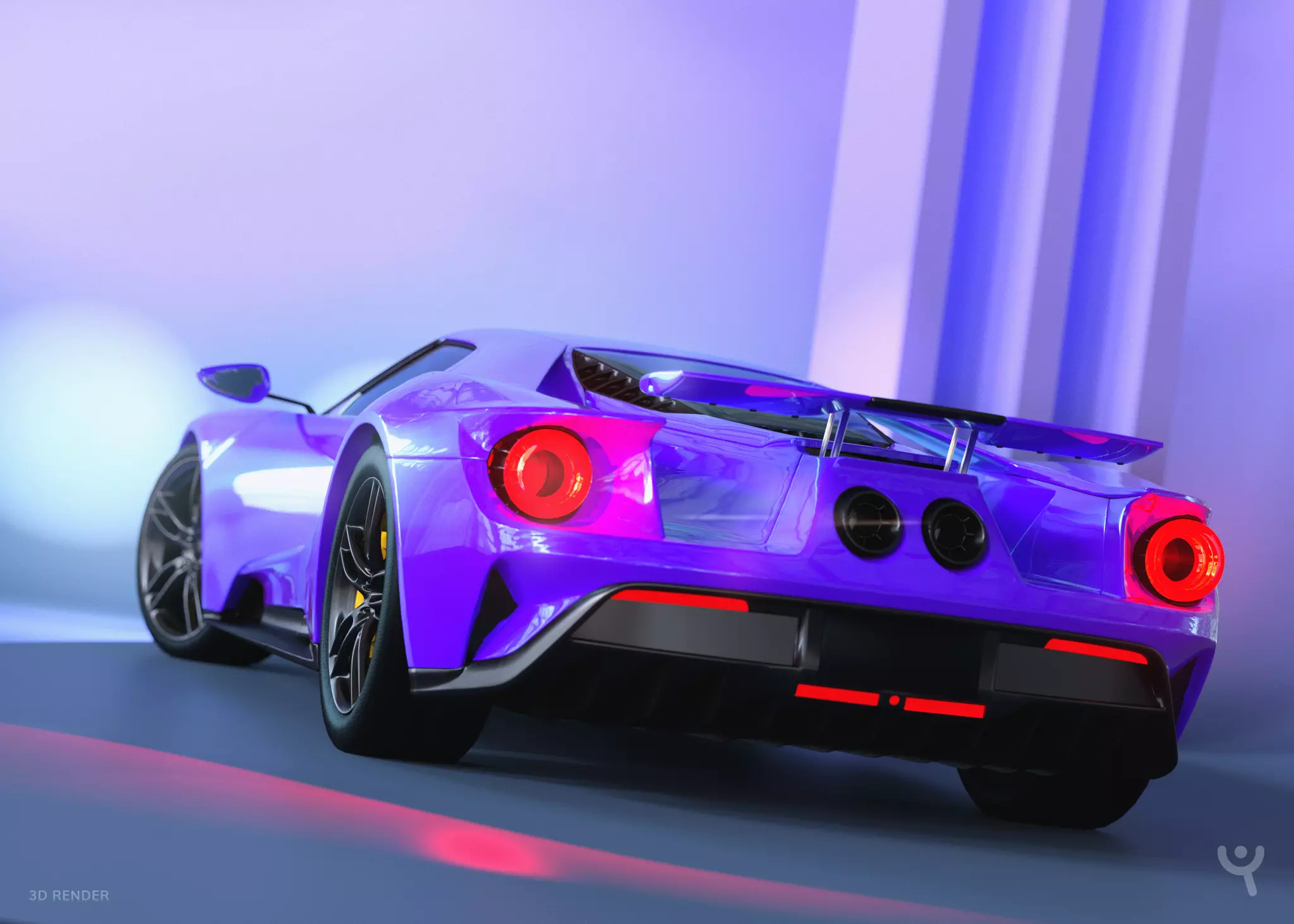 Racing Car Low-poly 3D model_2