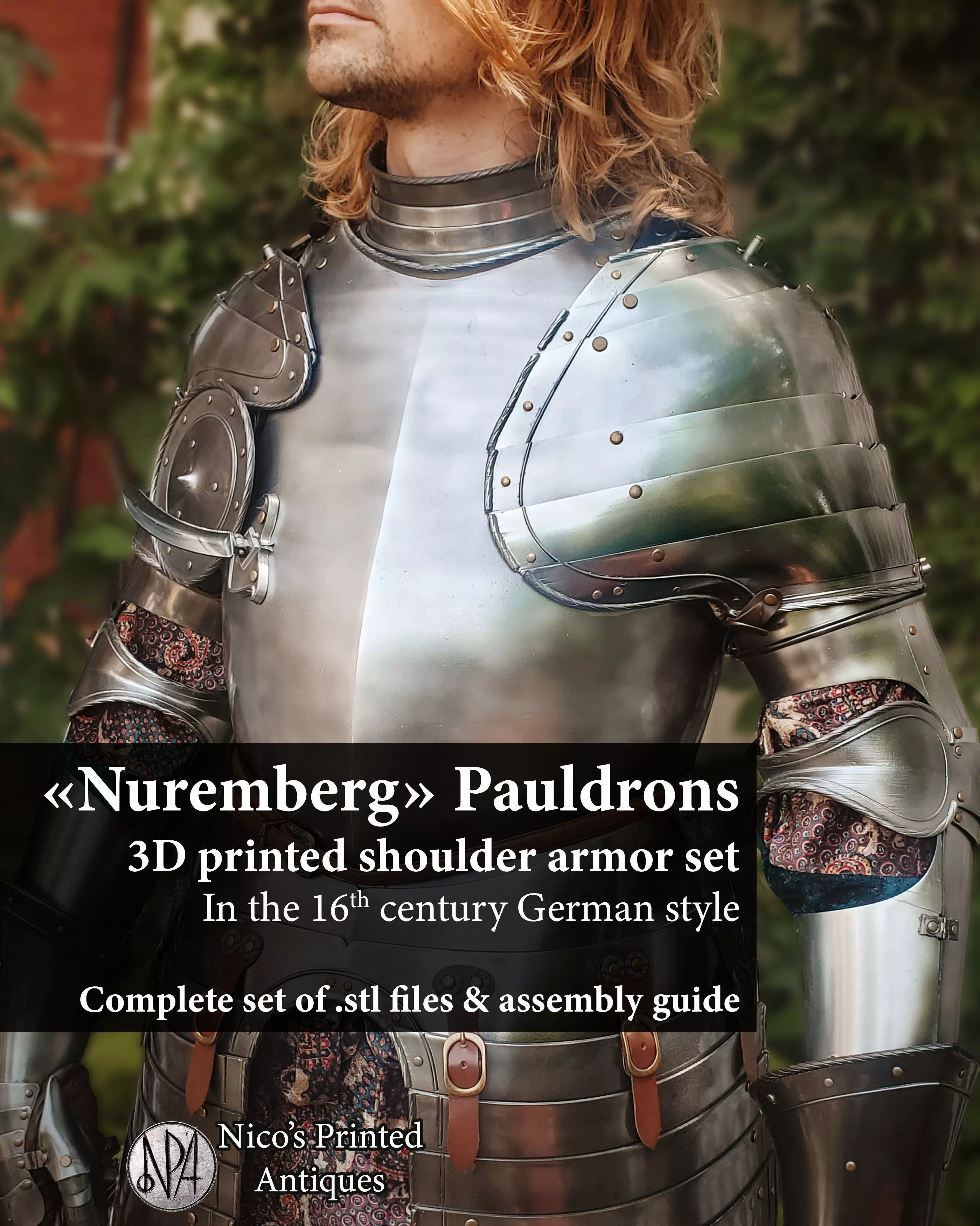 Nuremberg Pauldrons Shoulder Armor 3D print model_2