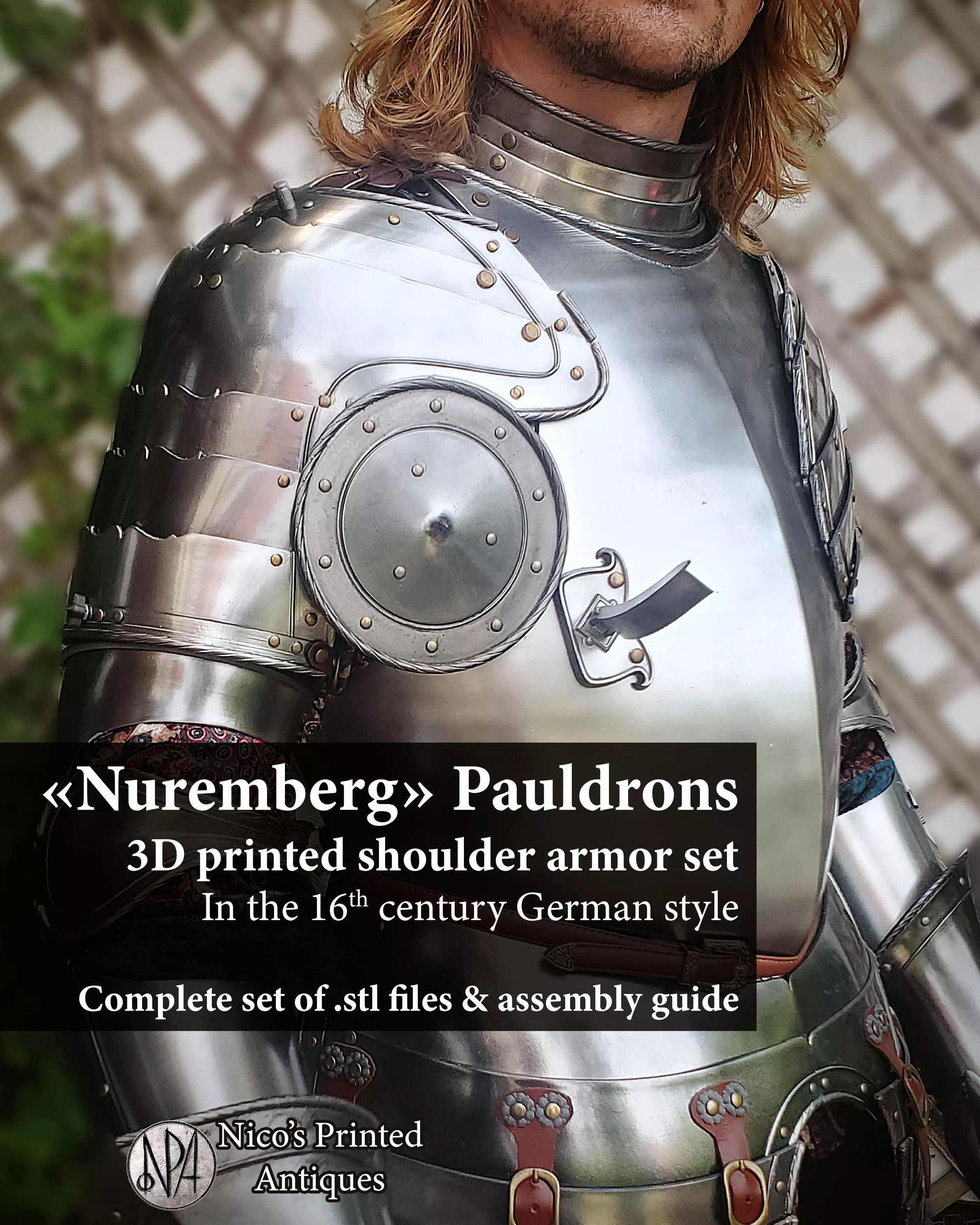 Nuremberg Pauldrons Shoulder Armor 3D print model_0