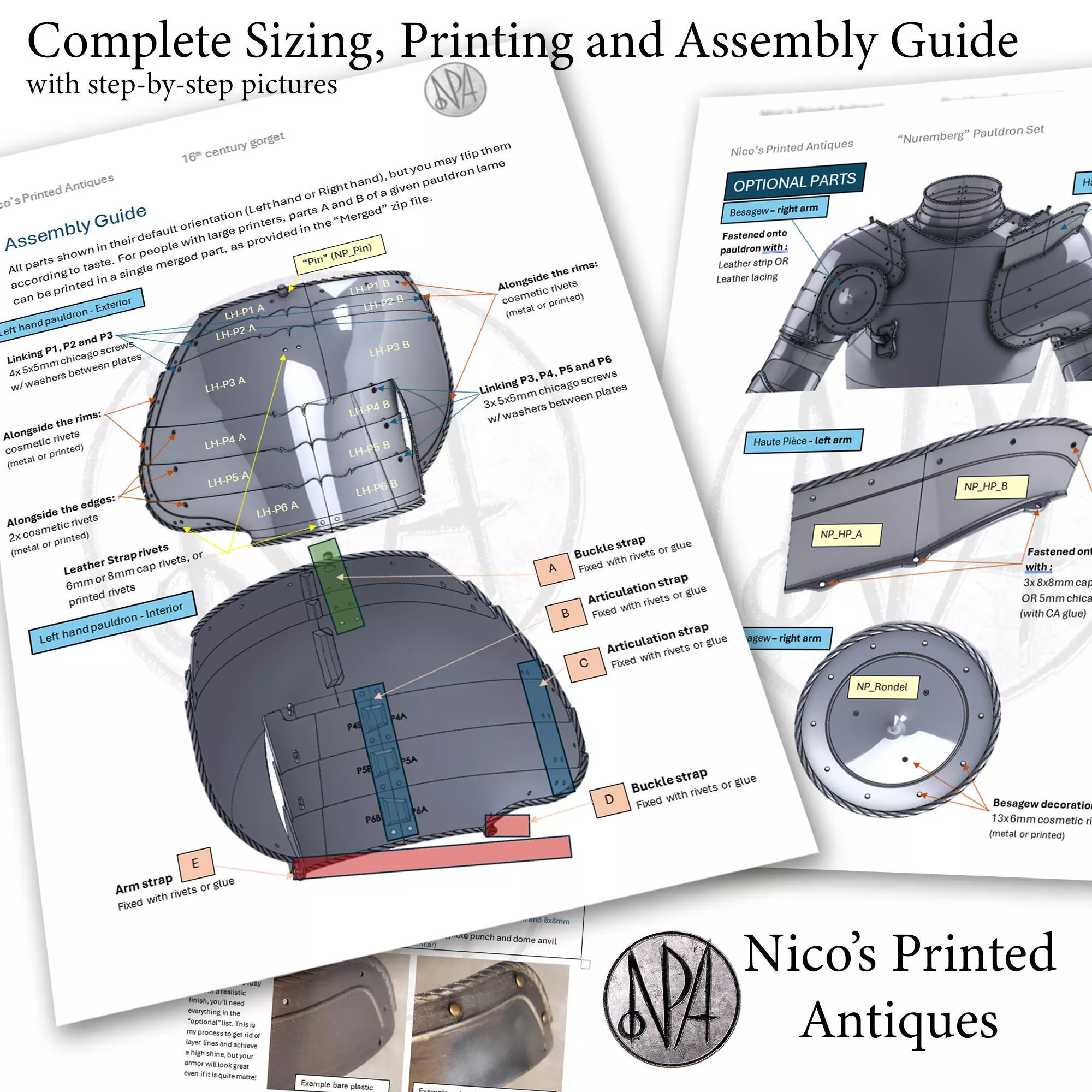 Nuremberg Pauldrons Shoulder Armor 3D print model_4