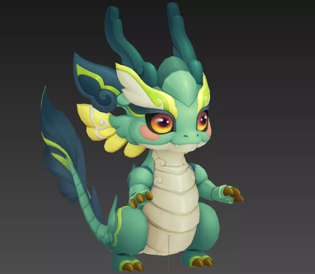 Cartoon version of Xiaolong Low-poly 3D model_2