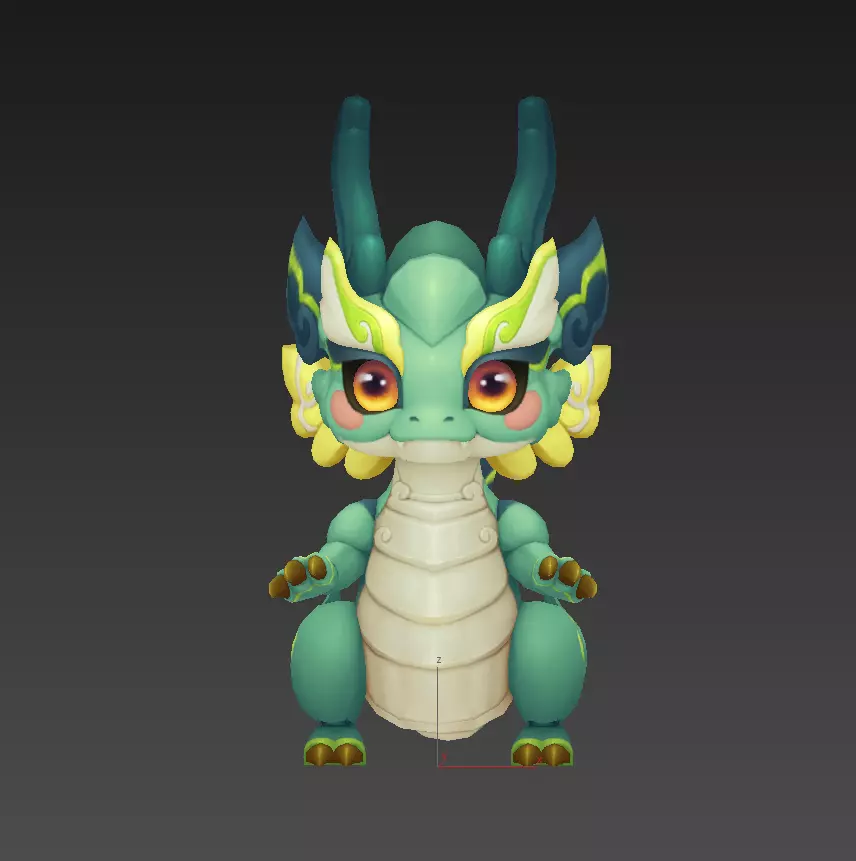 Cartoon version of Xiaolong Low-poly 3D model_3